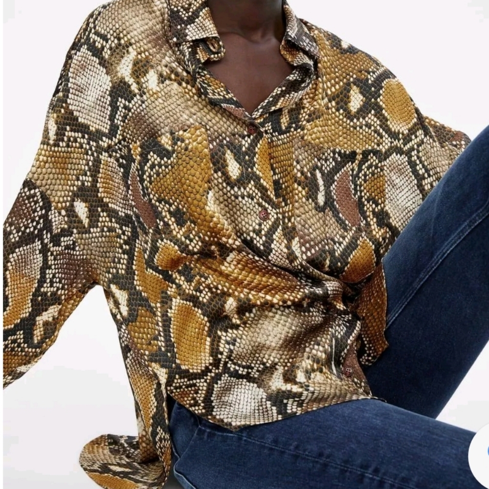 Zara Python Print Blouse - image 1